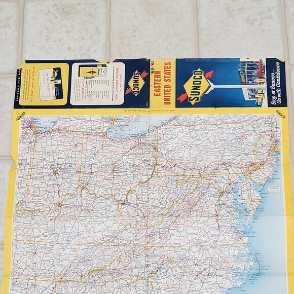 Sunoco Highway Map of Eastern North Eastern US 1962 Vtg Lithographed - Picture 7 of 14
